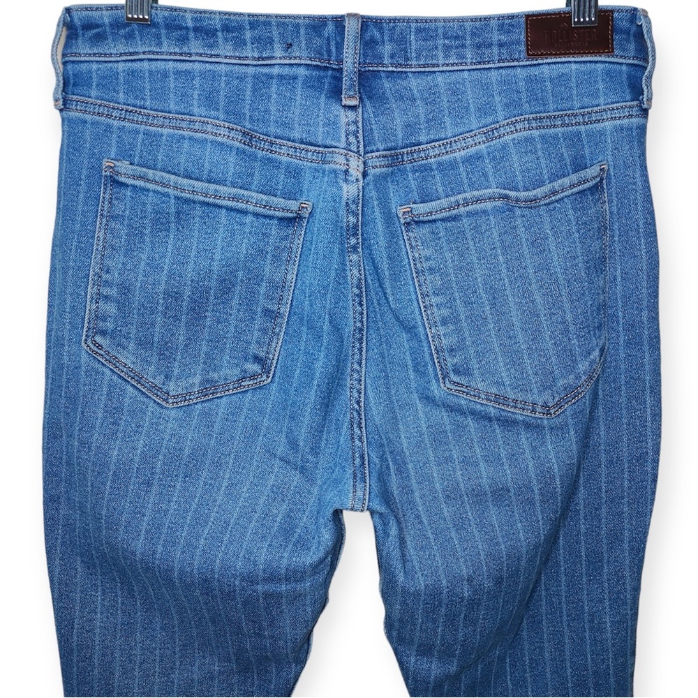 Hollister Blue White Pinstripe Ultra High Rise Ankle Skinny Jeans - Picture 5 of 8